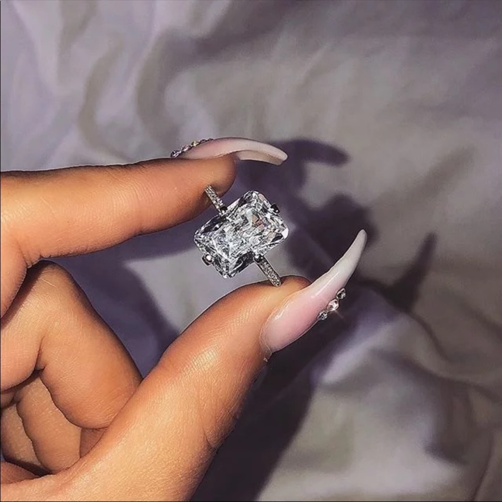 New 925 Sterling Silver Diamond Bridal Ring - Picture 3 of 5